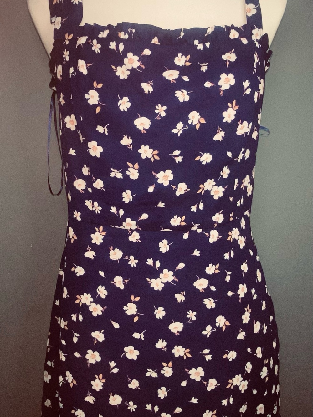 Socialite Navy Dress with Pink and Cream Floral Print Size L item 00027
